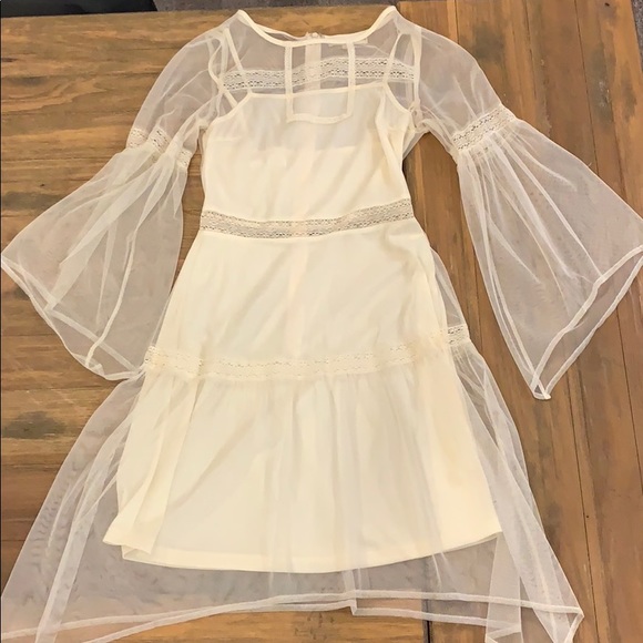 Altar'd State Dresses & Skirts - Cream lace and mesh boho dress